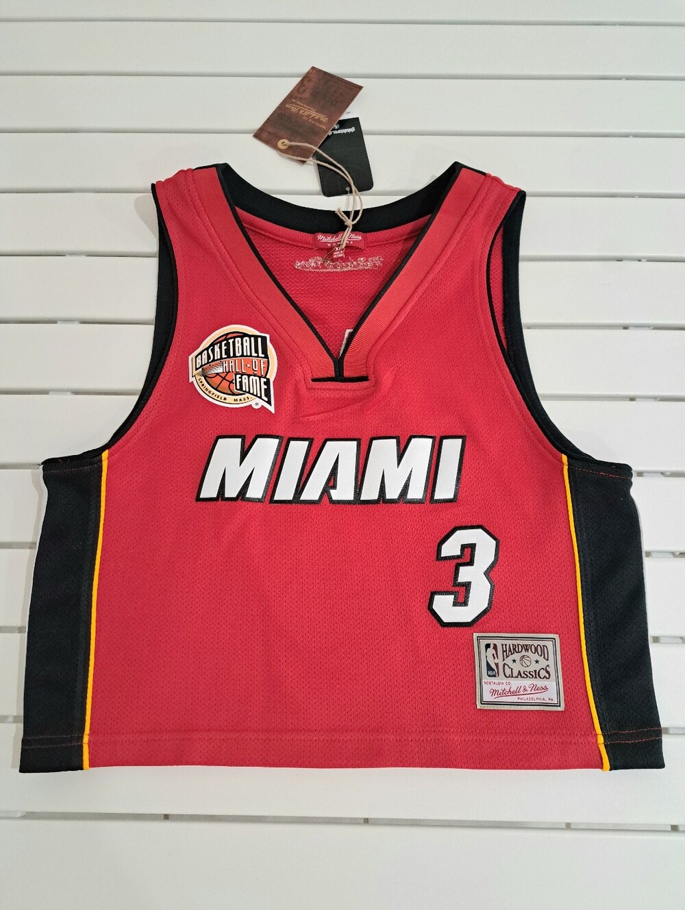 NWT Mitchell & Ness Miami Heat Dwayne Wade Cropped Jersey Hall of Fame LARGE